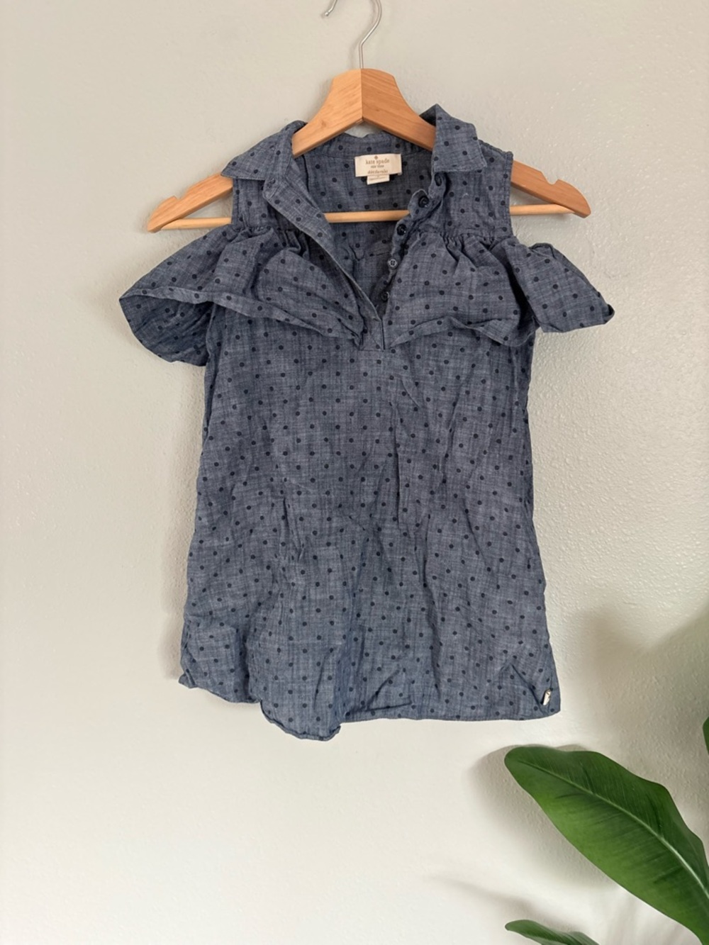kate spade Blue Polka Dot Cold-Shoulder kids dress